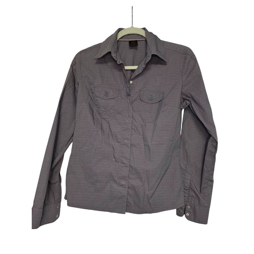 REI Womens Button-Up Long-Sleeve Shirt Gray Lightweight Outdoor Casual S